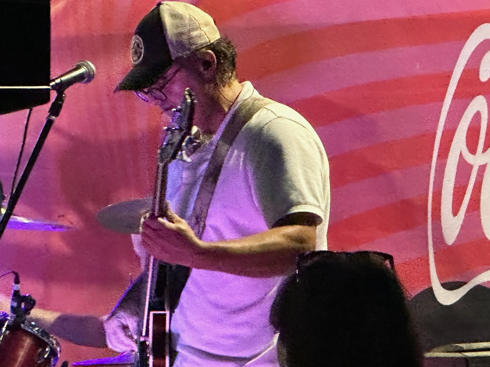Craig on bass at Tiki Joe's, Smith Point Beach